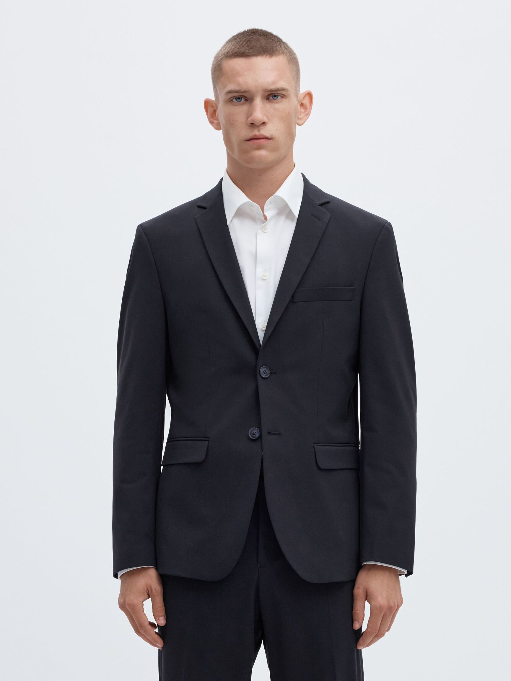 VISCOSE BLEND SLIM FIT BLAZER, Navy Blazer, highres