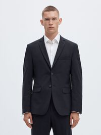 VISCOSE BLEND SLIM FIT BLAZER, Navy Blazer, highres