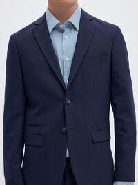 WOVEN WOOL BLEND BLAZER, Navy Blazer, highres