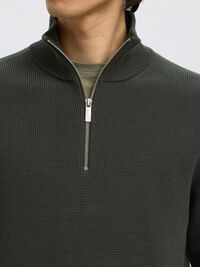 HALVE RITSSLUITING SWEATER, Deep Forest, highres