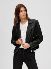 CLASSIC LEREN JAS, Black, highres