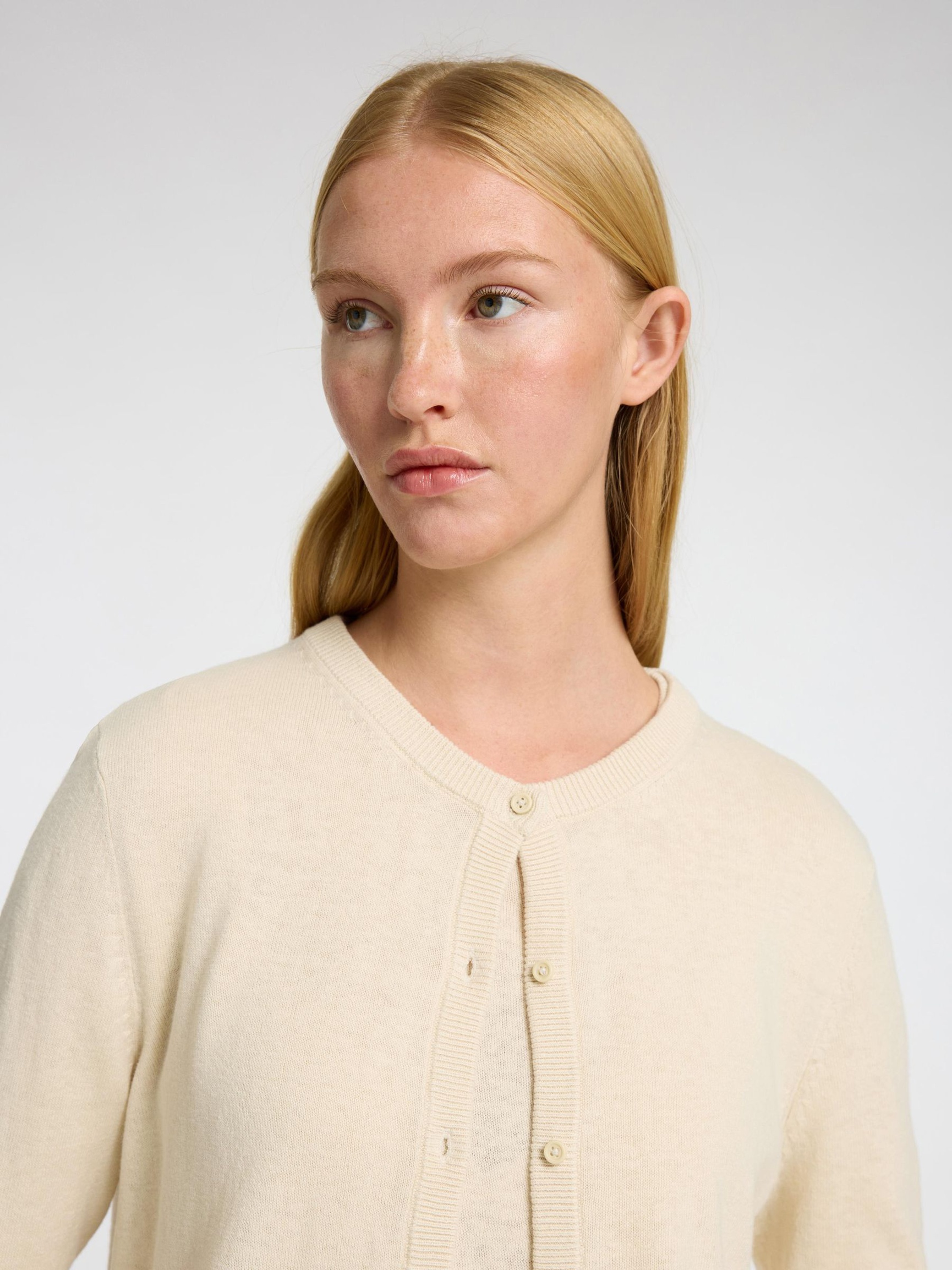 HØRBLANDING STRIKKET CARDIGAN, Birch, highres