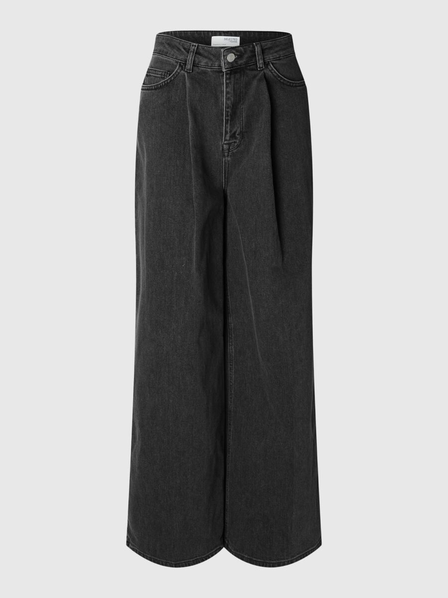 Selected PLEATED WIDE FIT JEANS, Grey Denim, highres - 16094805_GreyDenim_001.jpg