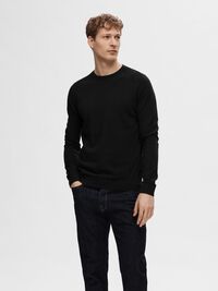 LONG-SLEEVED KNITTED JUMPER, Black, highres