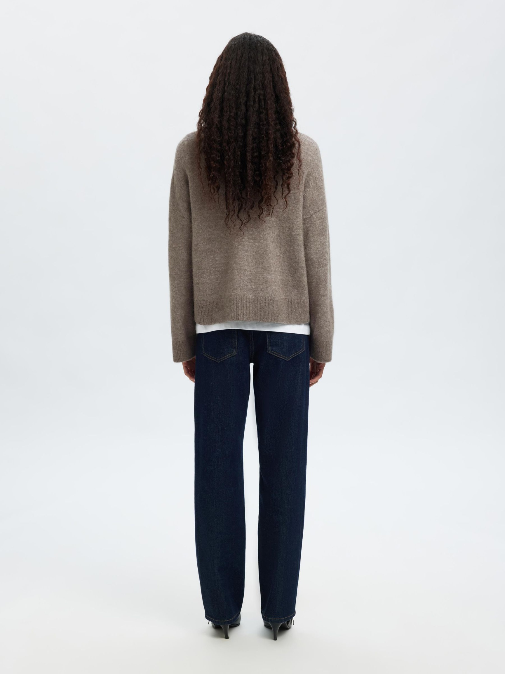 WOOL BLEND CARDIGAN, Steel Gray, highres