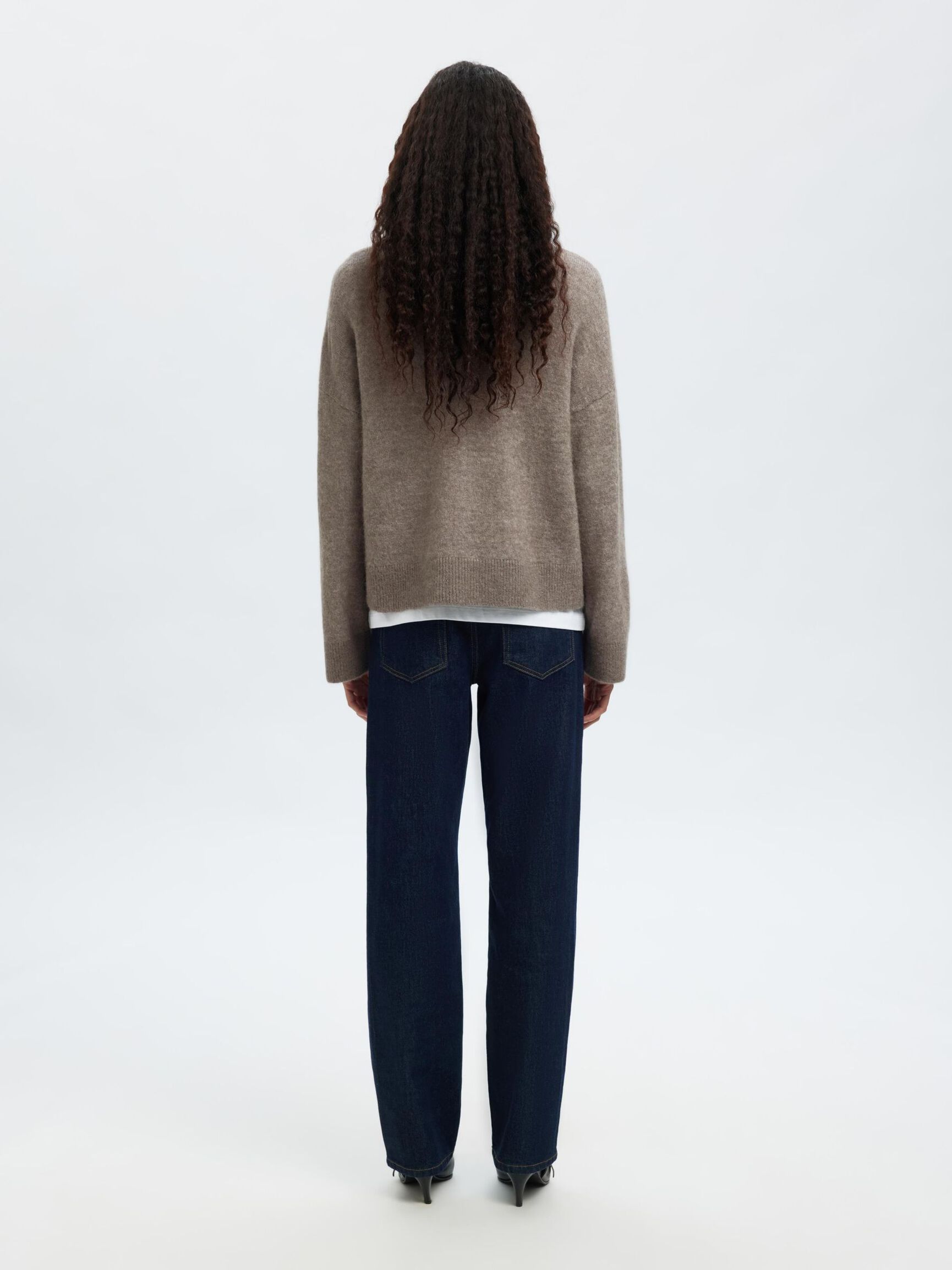 WOOL BLEND CARDIGAN, Steel Gray, highres
