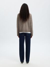 WOOL BLEND CARDIGAN, Steel Gray, highres