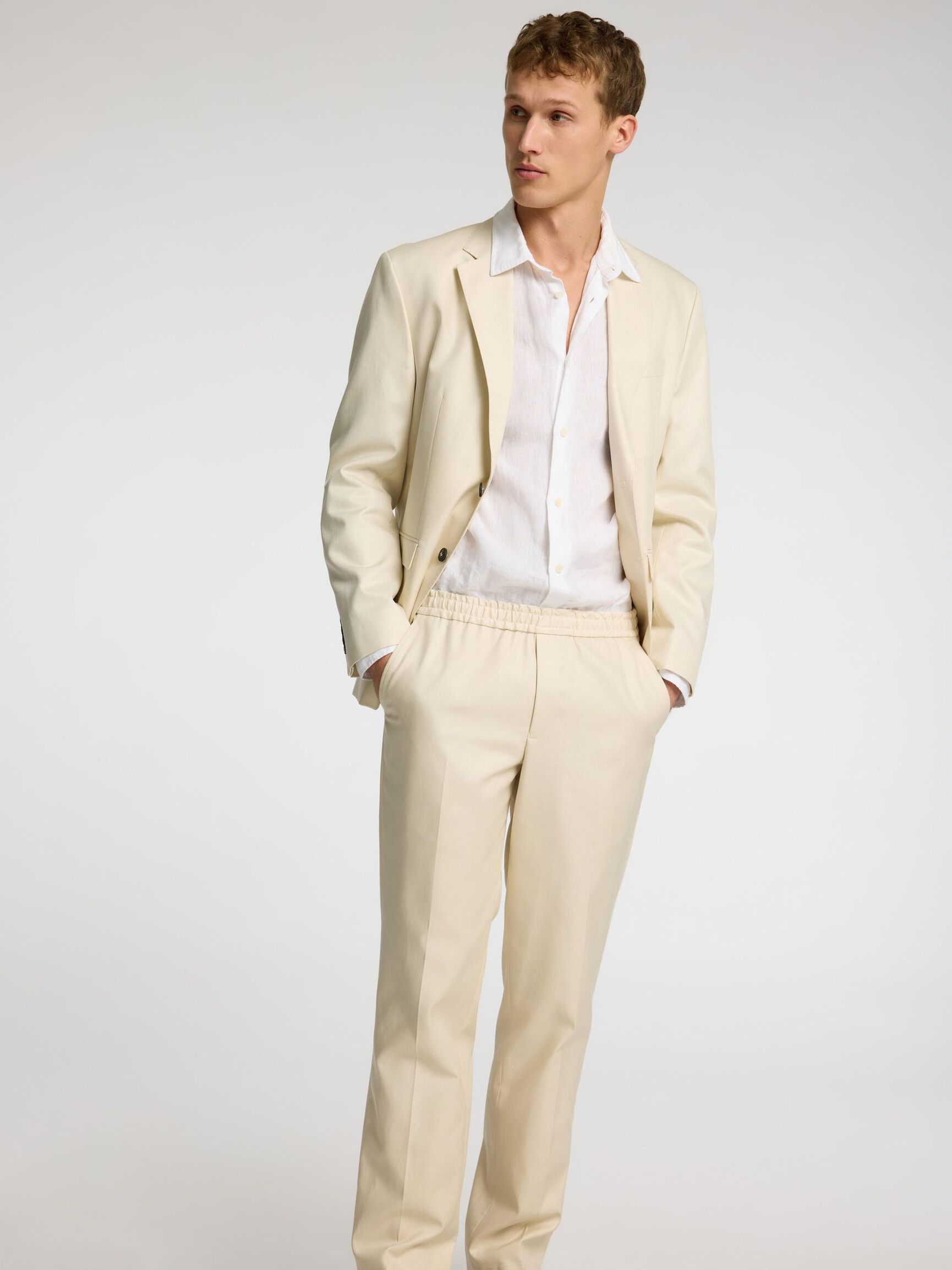 COUPE DROITE PANTALON DE COSTUME, Oatmeal, highres