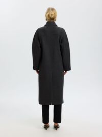 LAINE MÉLANGÉE LONG MANTEAU, Dark Grey, highres