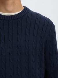 CABLE KNIT PULLOVER, Navy Blazer, highres