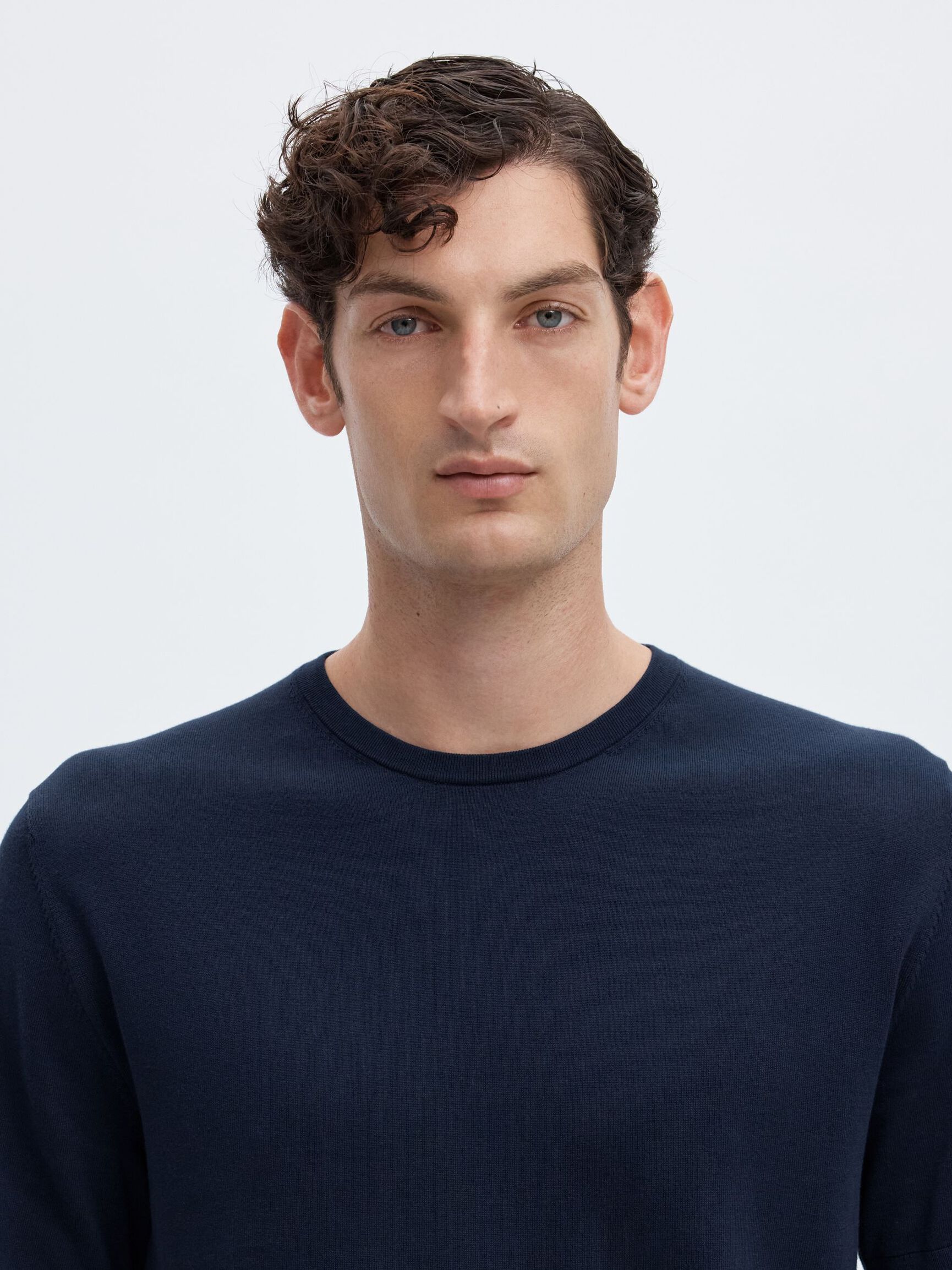 COTTON SHORT-SLEEVED T-SHIRT, Navy Blazer, highres