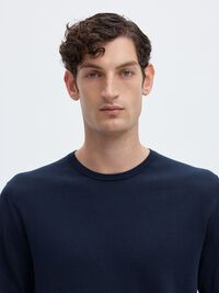 COTTON SHORT-SLEEVED T-SHIRT, Navy Blazer, highres