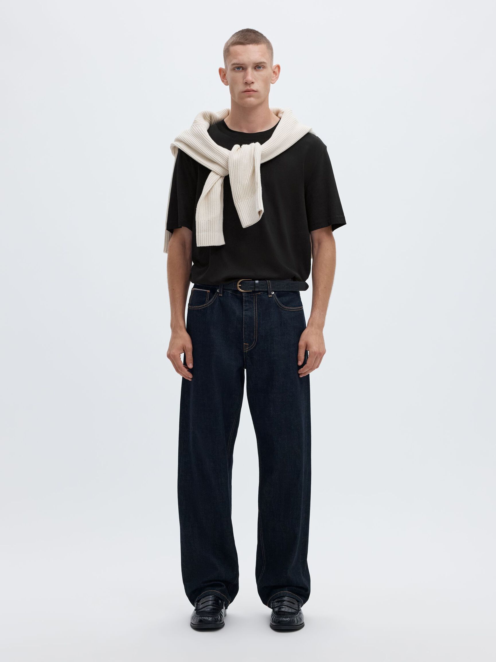 SHORT-SLEEVED RELAXED FIT T-SHIRT, Black, highres