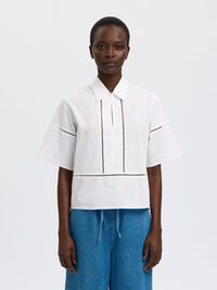BAUMWOLL KURZARMHEMD, Bright White, highres