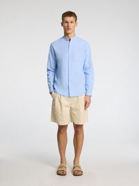 LONGSLEEVE LINNENMIX OVERHEMD, Cashmere Blue, highres