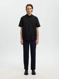 REGULAR FIT LINEN-BLEND SHIRT, Black, highres