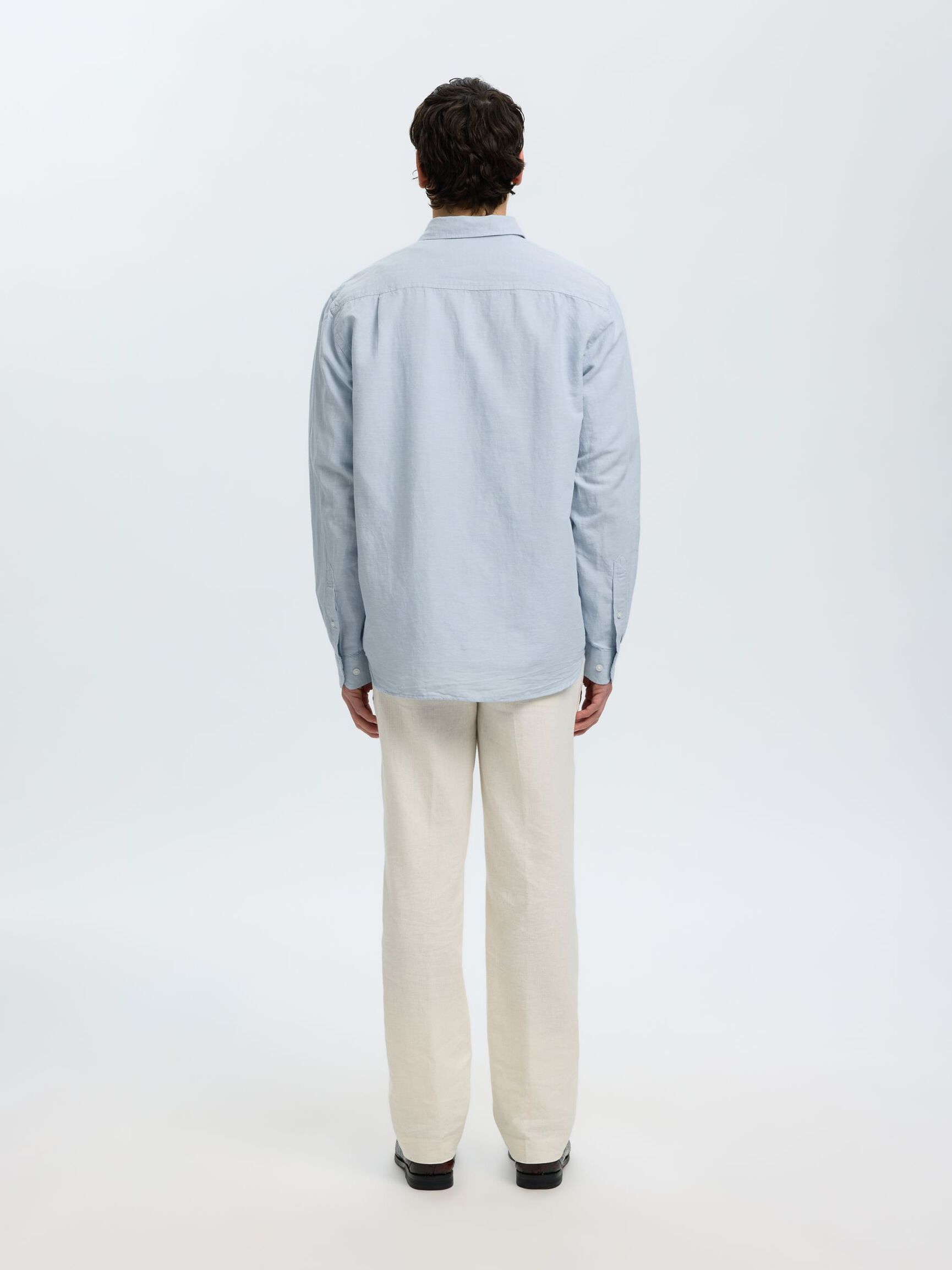 REGULAR FIT LINEN-BLEND SHIRT, Dusty Blue, highres