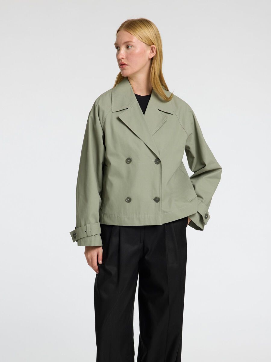 Selected SHORT TRENCHCOAT, Vetiver, highres - 16096142_Vetiver_003.jpg