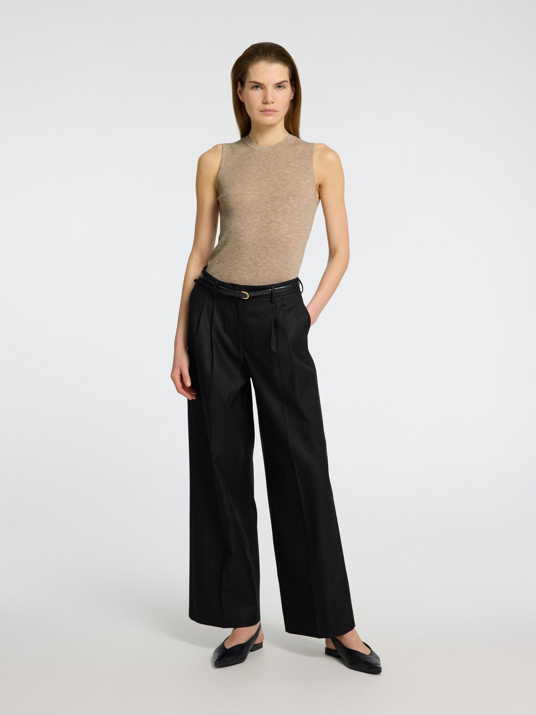 WOOL BLEND KNITTED TOP, Island Fossil, highres