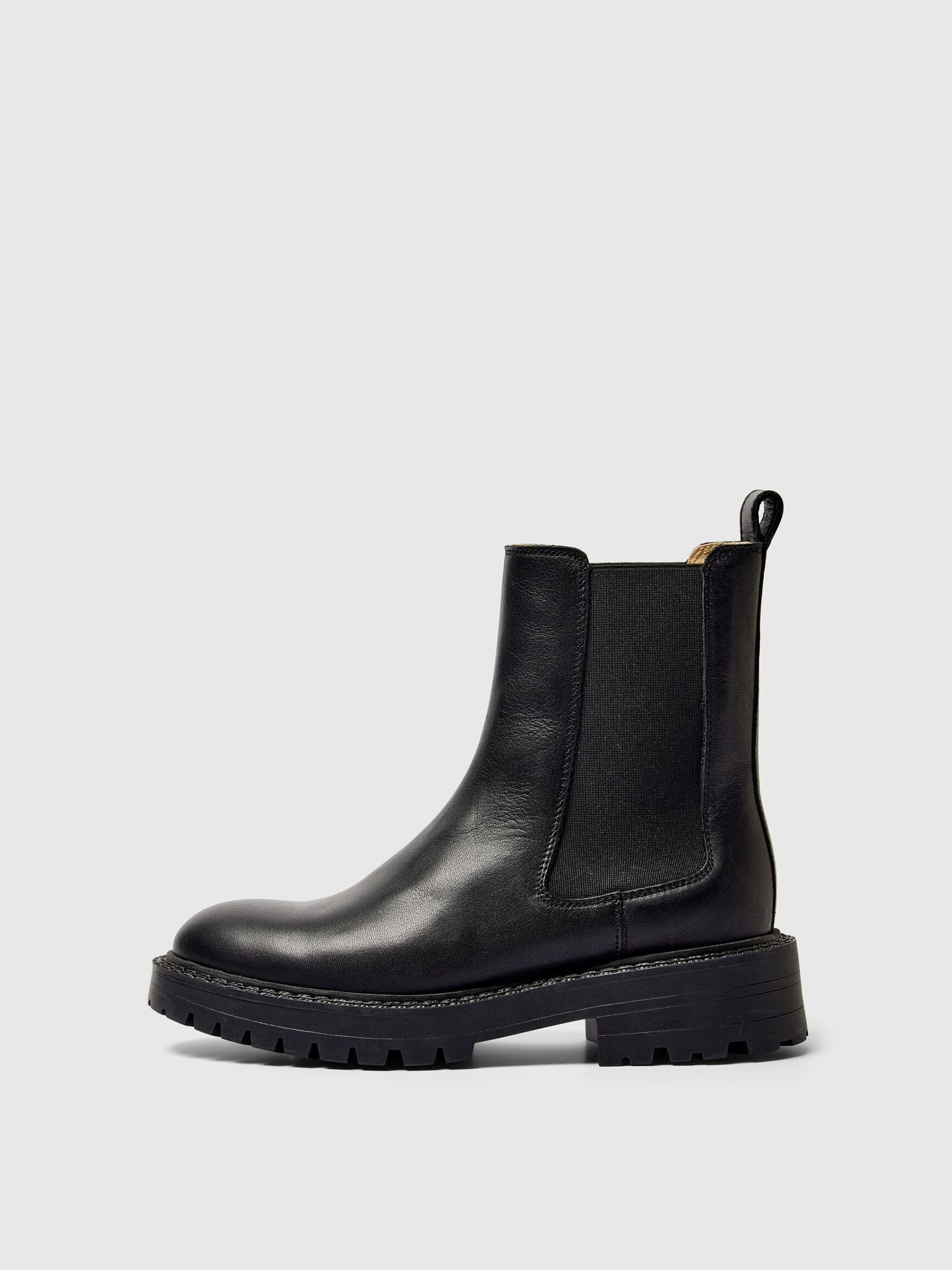 LEATHER CHELSEA BOOTS, Black, highres