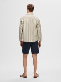 STRIPED COTTON OVERSHIRT, Egret, highres