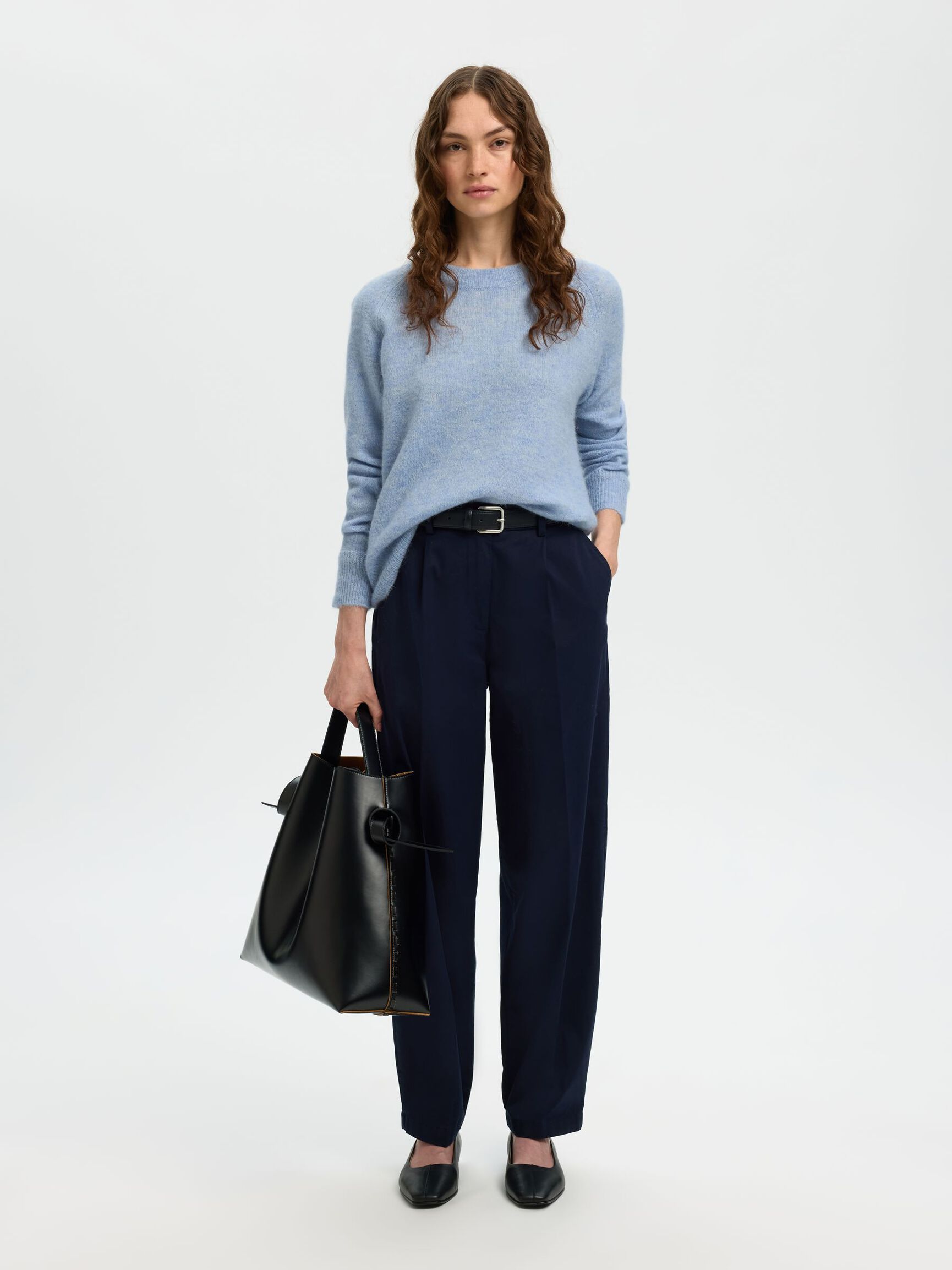 WOOL BLEND JUMPER, Cashmere Blue, highres