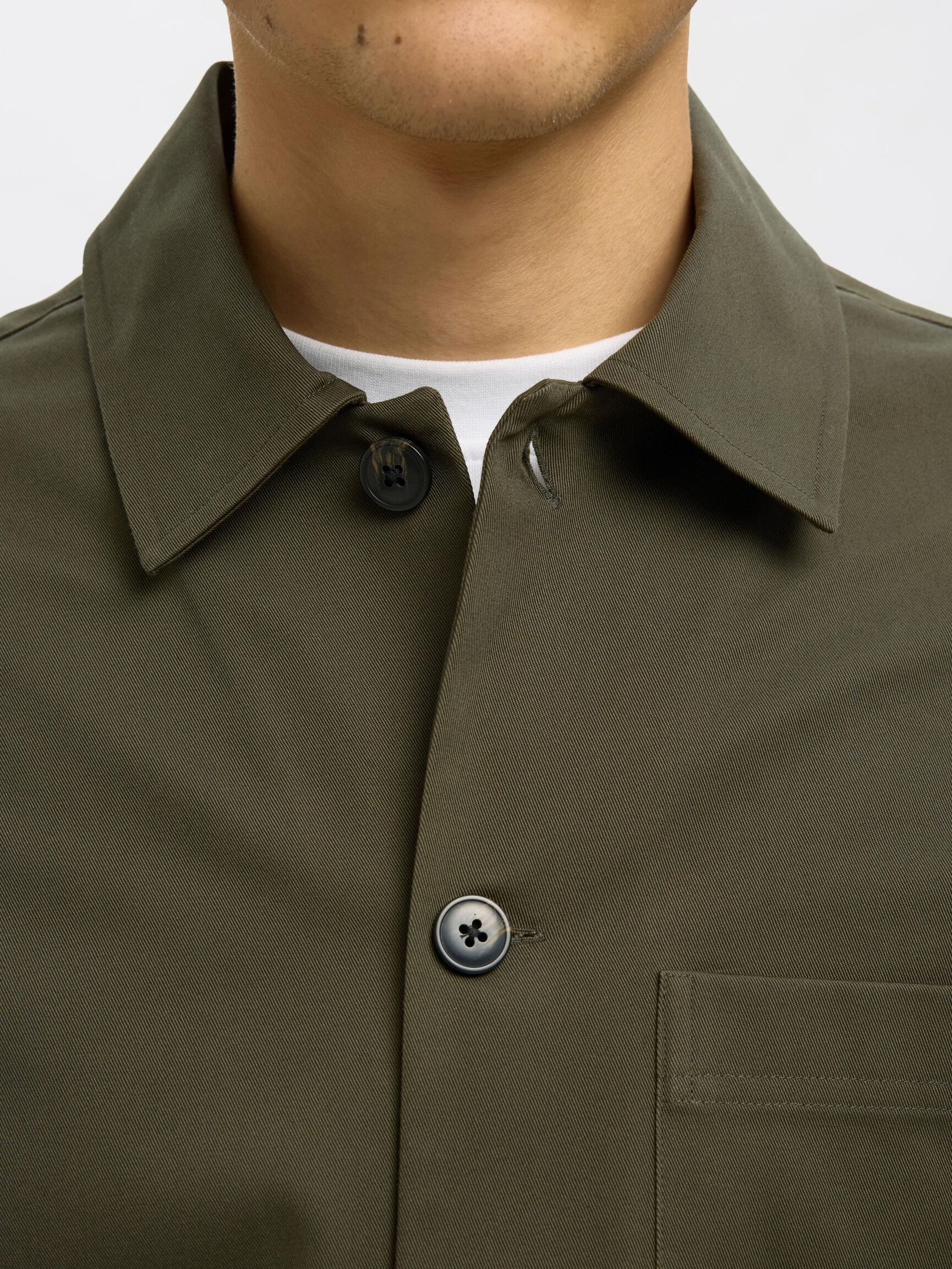 REGULAR FIT KATOEN OVERSHIRT, Forest Night, highres