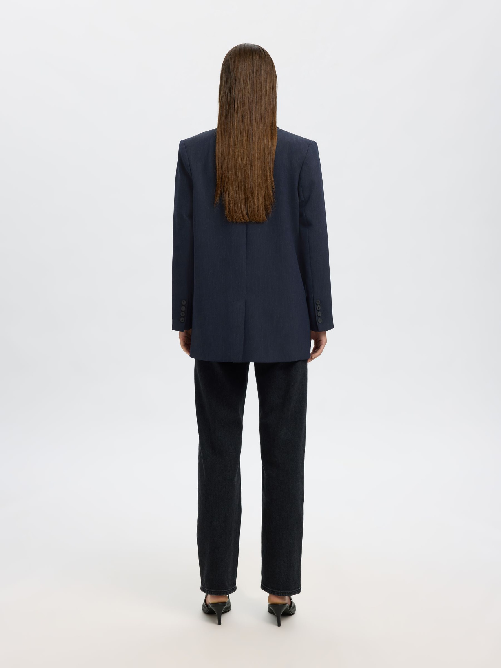 VISKOSEBLANDING OVERSIZED BLAZER, Dark Sapphire, highres