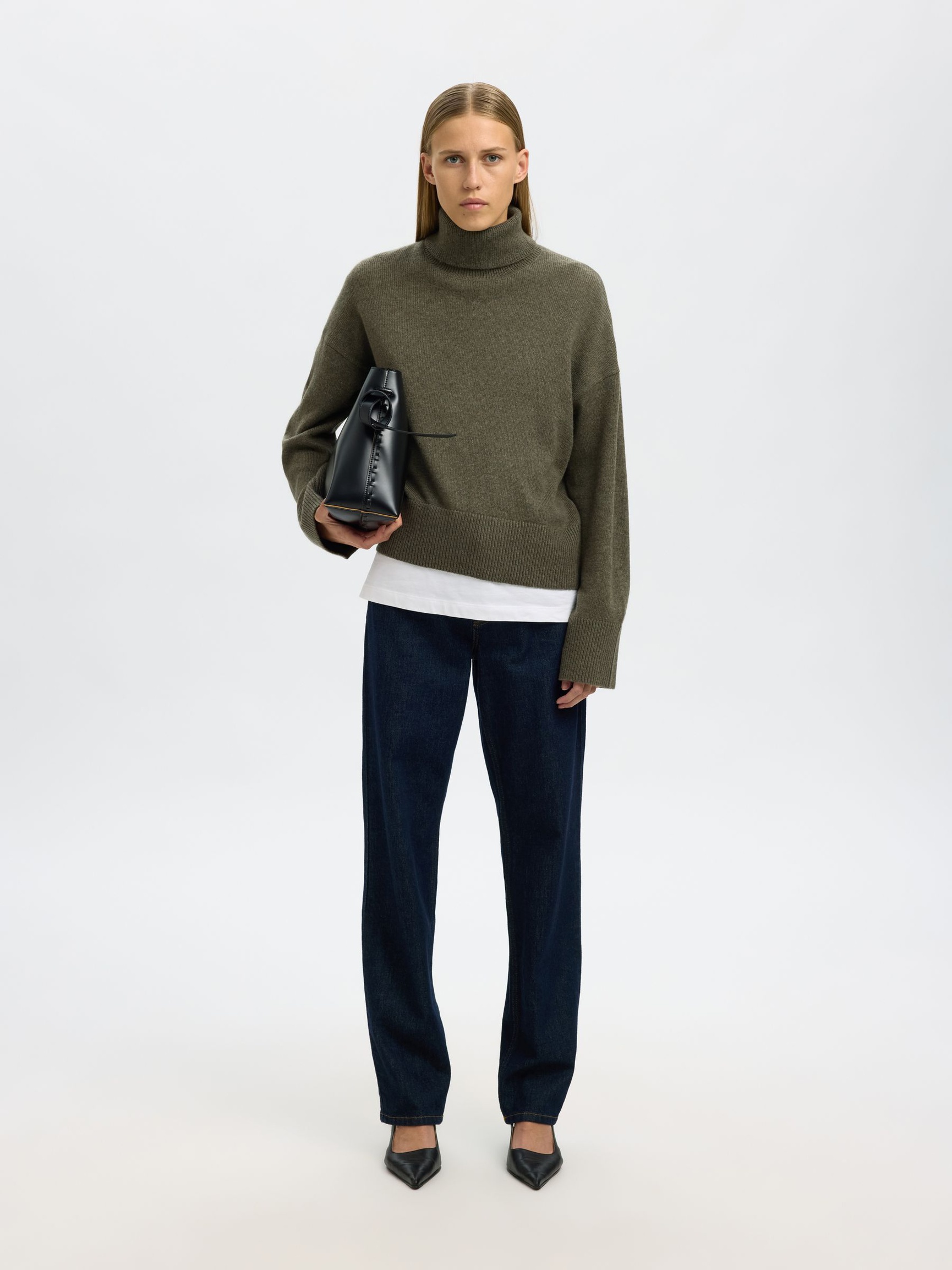 WOOL BLEND ROLL NECK JUMPER, Kalamata, highres