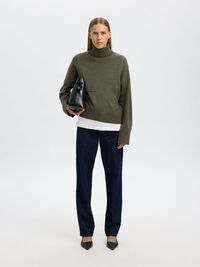 WOOL BLEND ROLL NECK JUMPER, Kalamata, highres