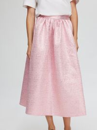 METALLIC JAQUARD MAXI SKIRT, Cradle Pink, highres
