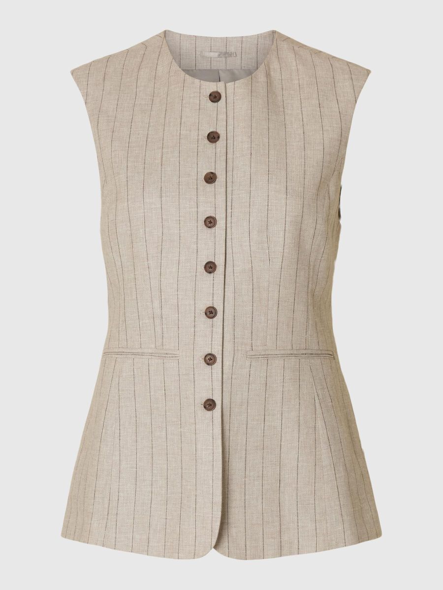 Selected LINEN BLEND WAISTCOAT, Oatmeal, highres - 16097897_Oatmeal_1194027_001.jpg