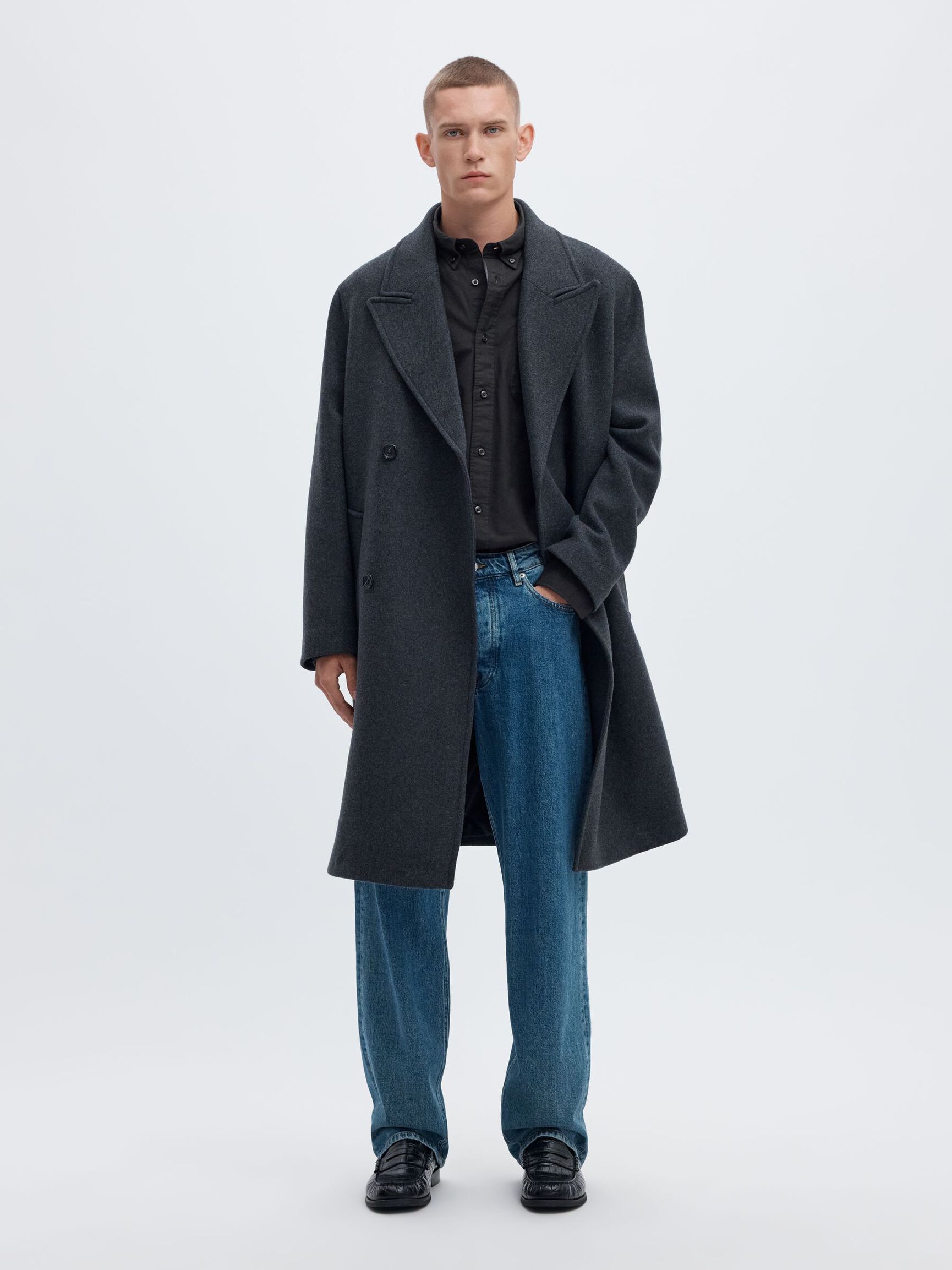 OXFORD LONG SLEEVED SHIRT, Black, highres
