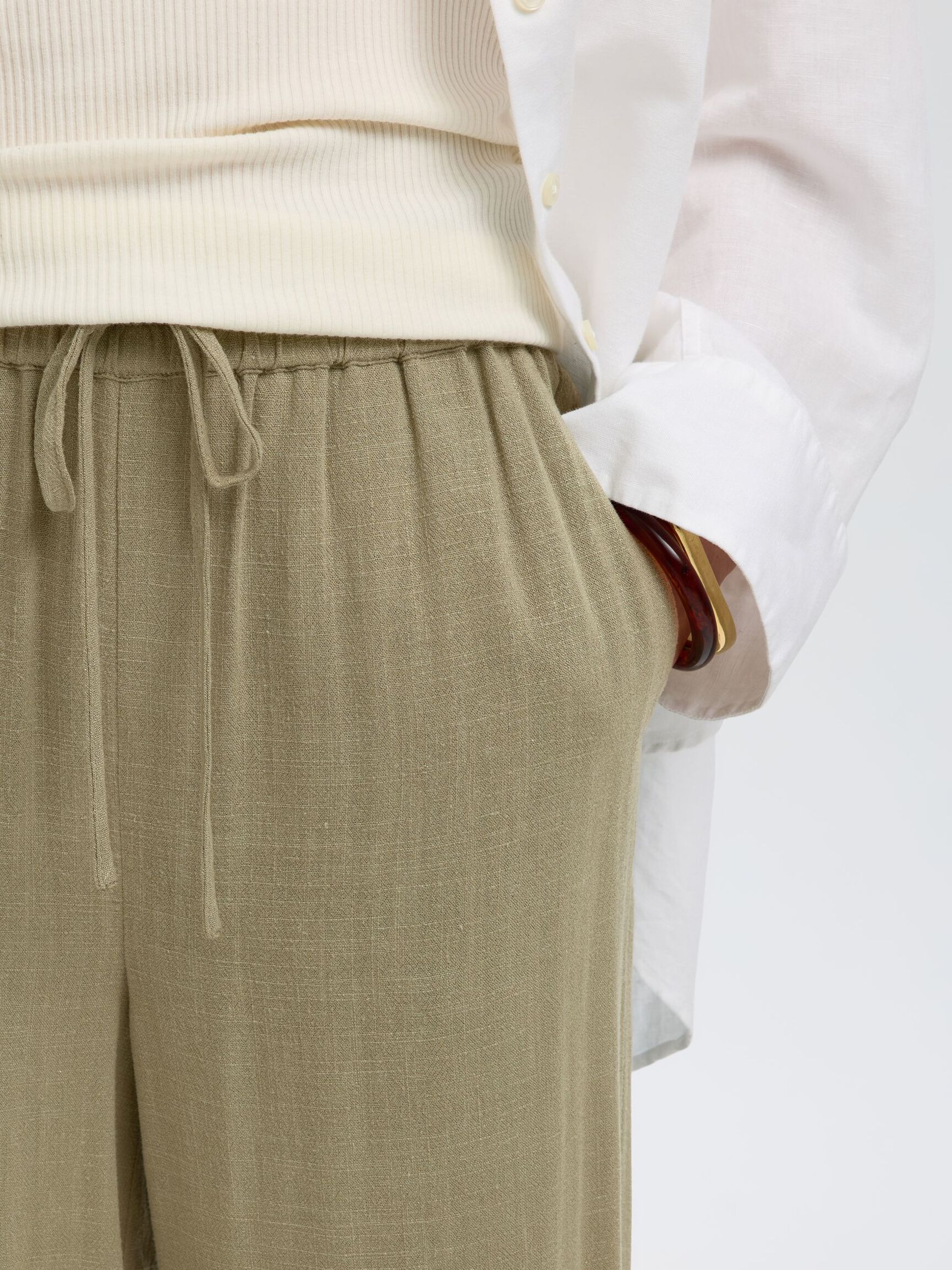 VISCOSE BLEND TROUSERS, Vetiver, highres
