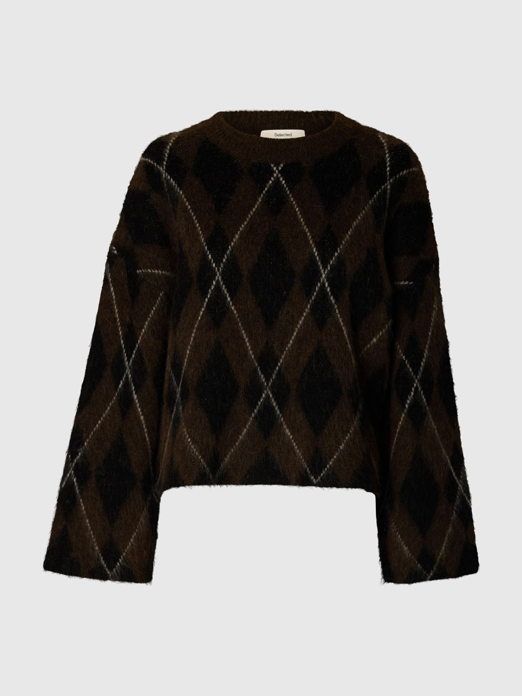ARGYLE KNITTED JUMPER, Delicioso, highres