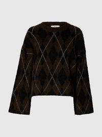 ARGYLE KNITTED JUMPER, Delicioso, highres