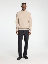 STRUCTURED TURTLENECK, Oatmeal, highres