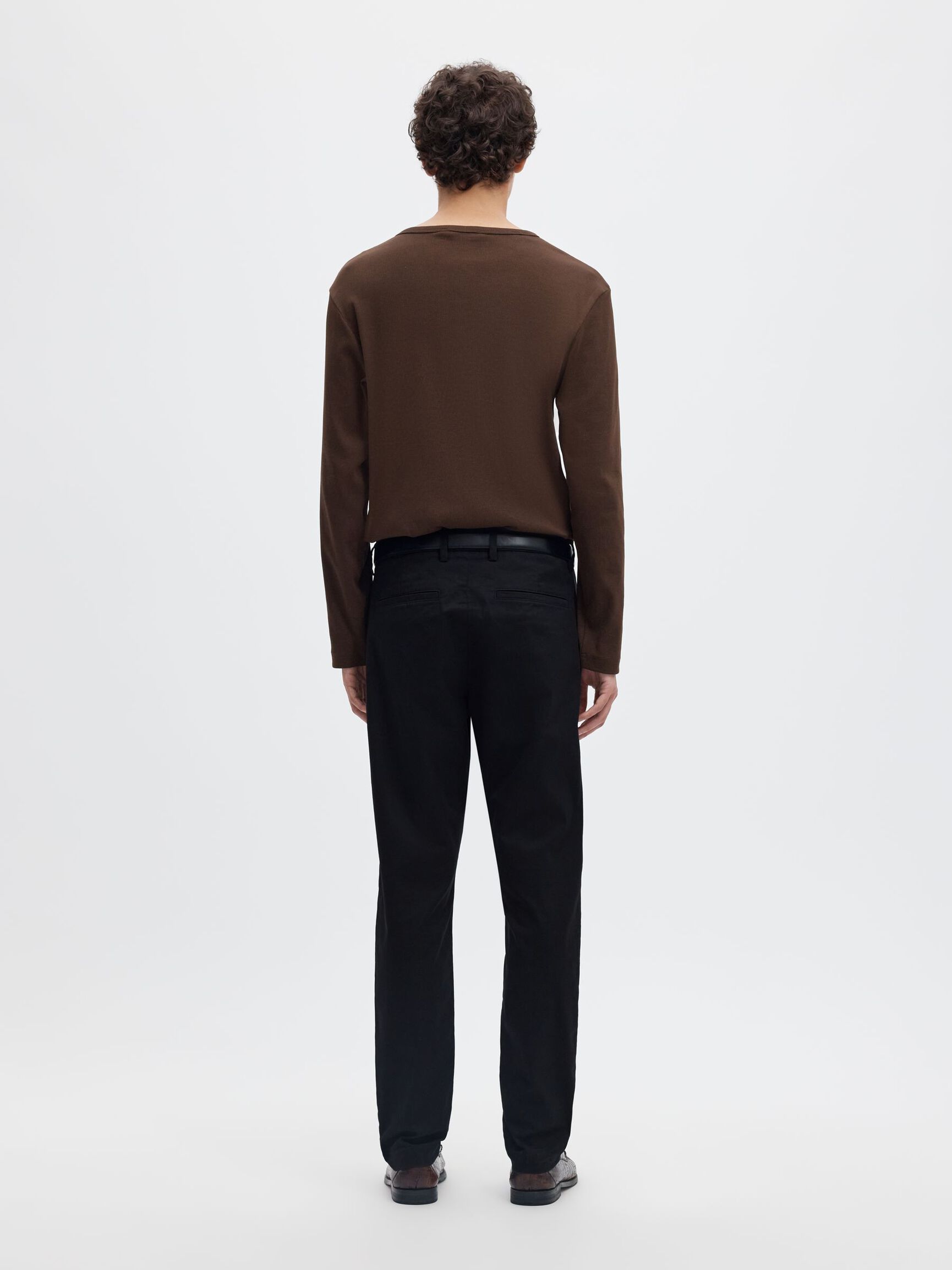 TOREN SLIM FIT ORGANIC COTTON TROUSERS, Black, highres
