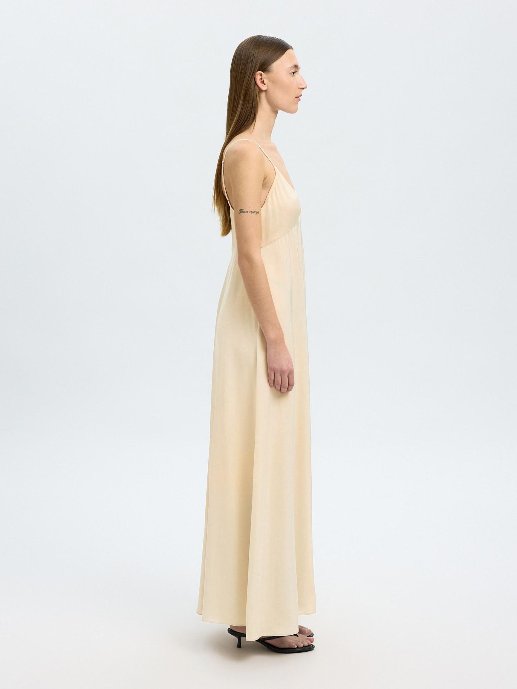 SLEEVELESS MAXI DRESS, Sandshell, highres