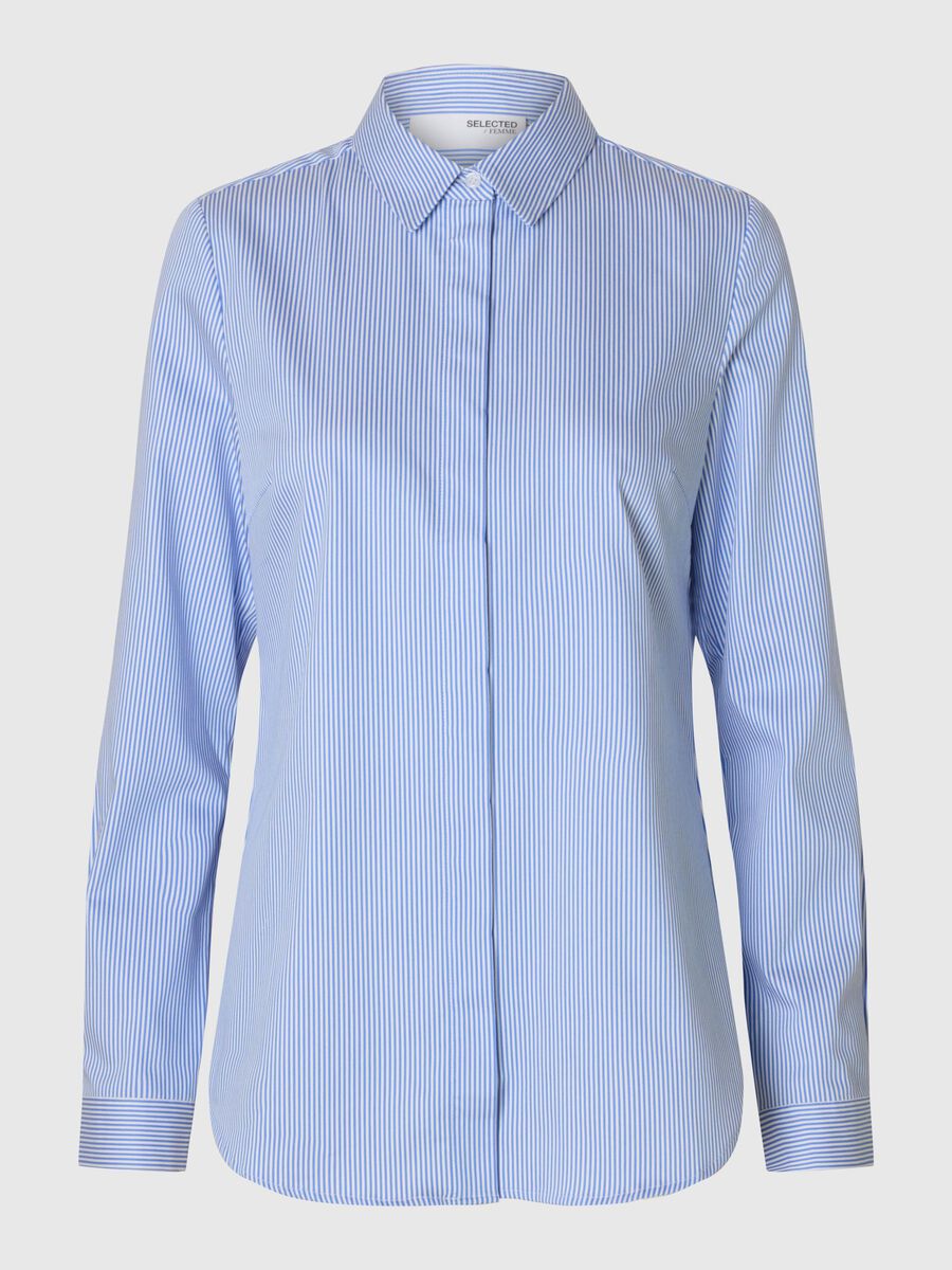 Selected FITTED STRIPED SHIRT, Bright White, highres - 16096449_BrightWhite_1181365_001.jpg