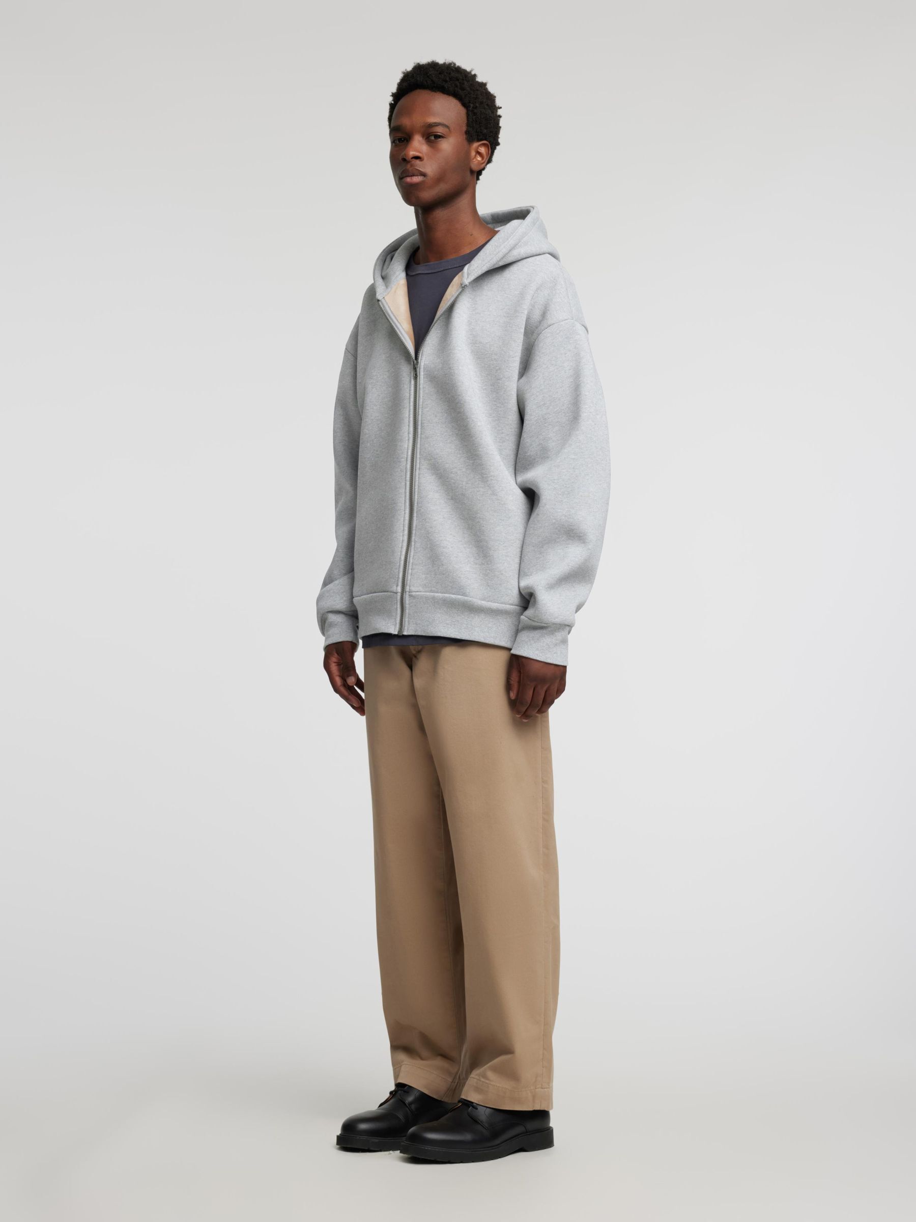 HETTE SWEATSHIRT MED GLIDELÅS, Grey Melange, highres