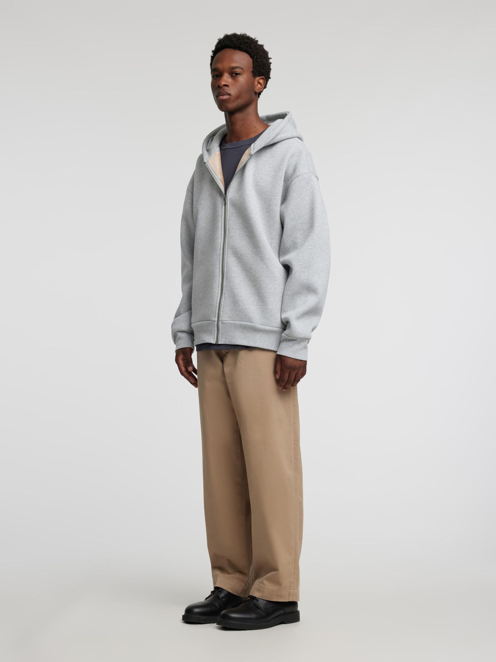 HETTE SWEATSHIRT MED GLIDELÅS, Grey Melange, highres