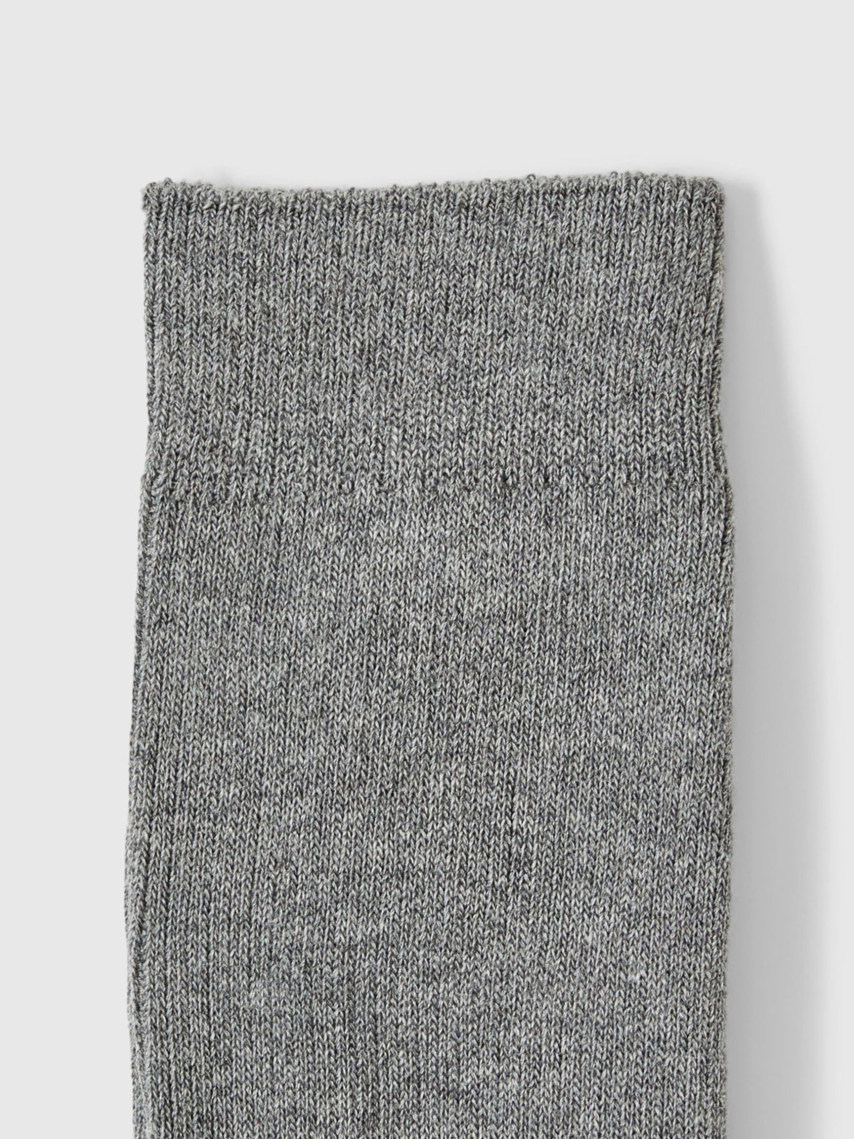 COTTON BLEND SOCKS, Medium Grey Melange, highres