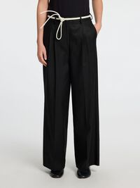 EXTRA WIDE LEG HIGH WAISTED TROUSERS, Black, highres