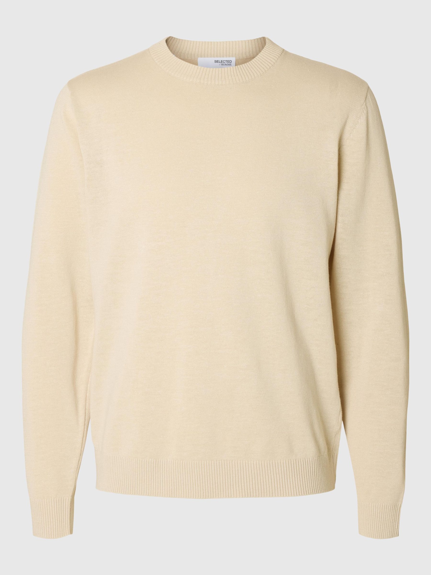 LIGHTWEIGHT CREWNECK JUMPER, Oatmeal, highres