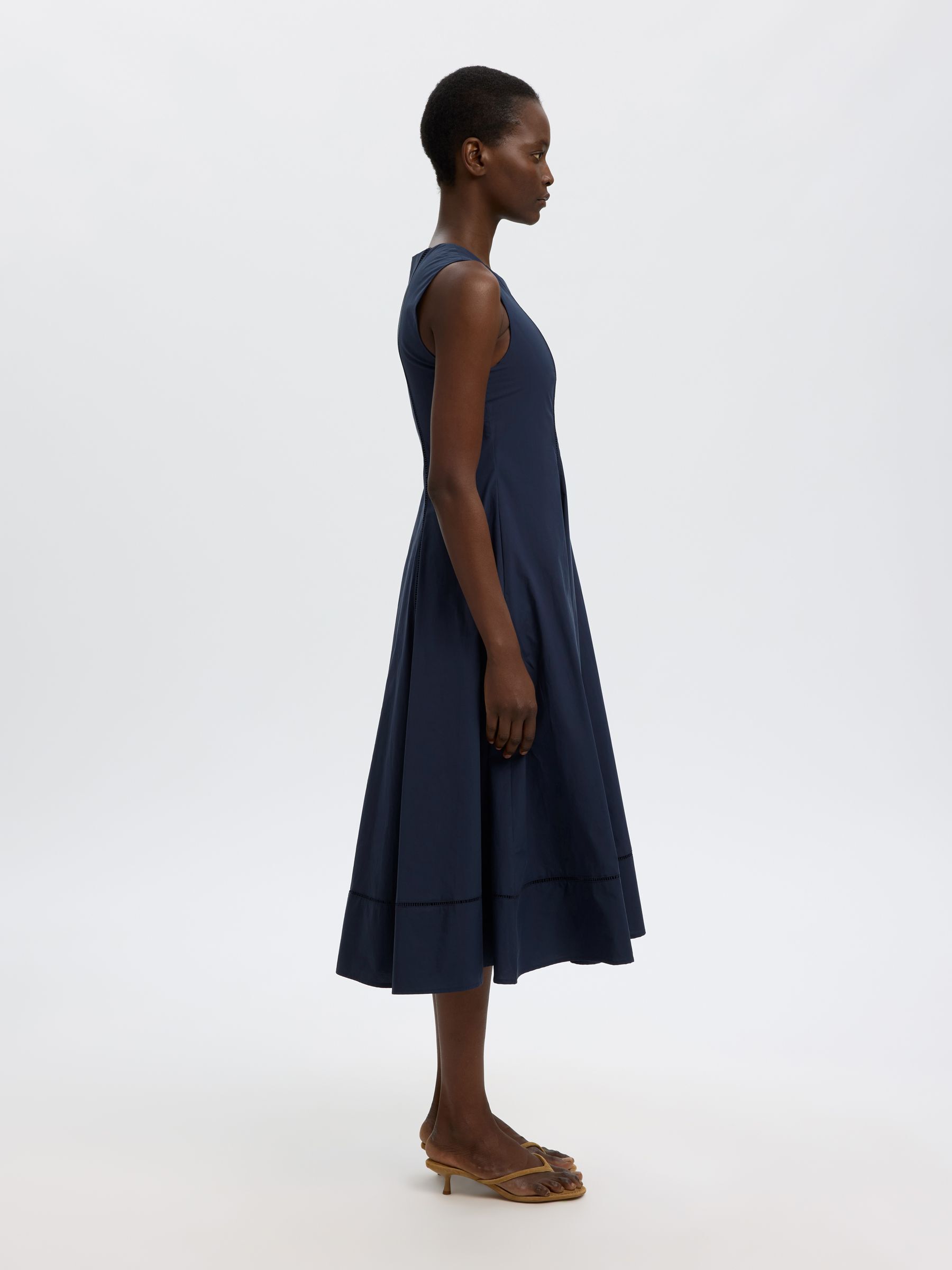COTTON MIDI DRESS, Dark Sapphire, highres