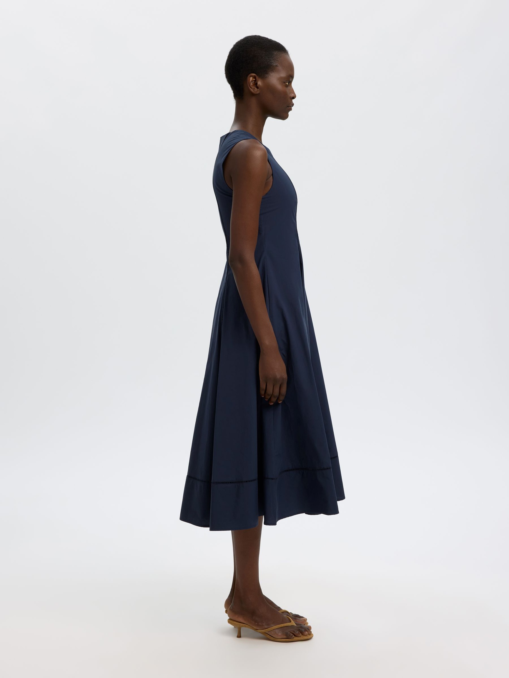 KATOENEN MAXI-JURK, Dark Sapphire, highres