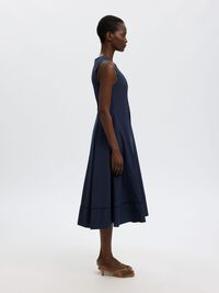 COTTON MIDI DRESS, Dark Sapphire, highres