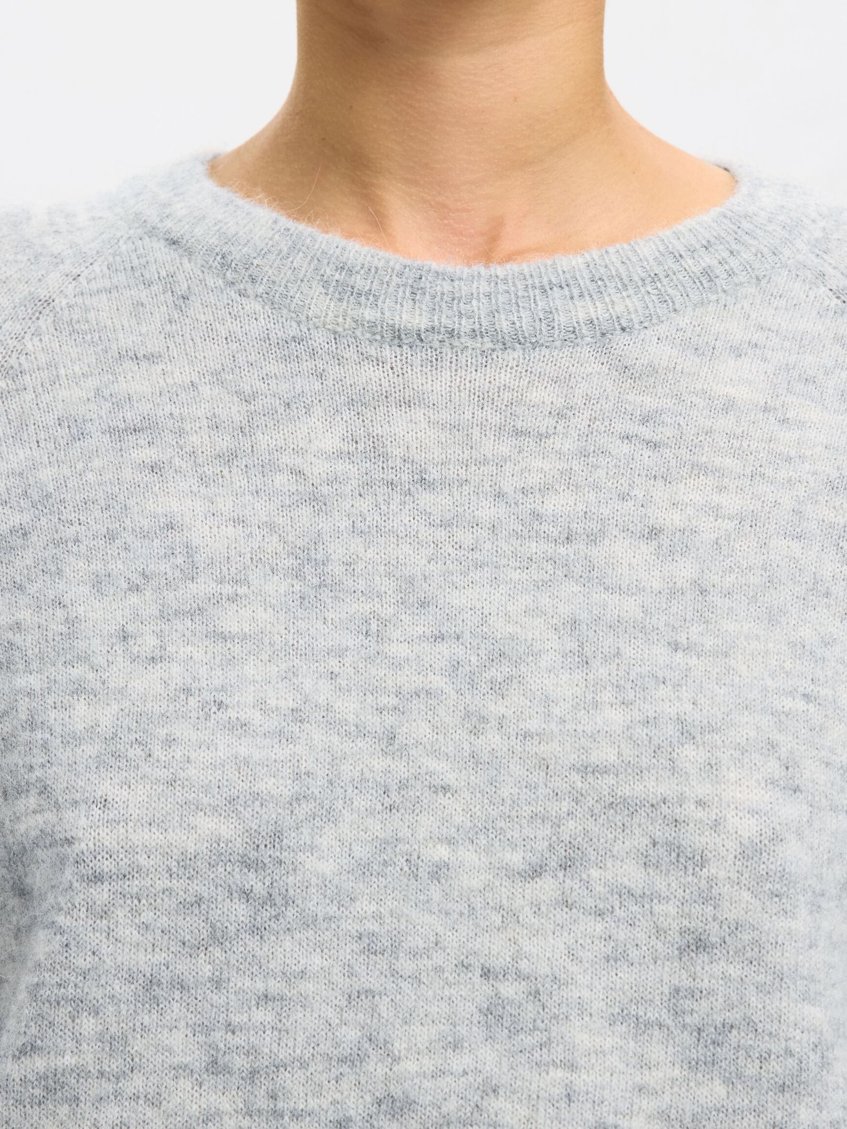 WOOL BLEND JUMPER, Light Grey Melange, highres