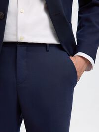 WOVEN WOOL BLEND TROUSERS, Navy Blazer, highres
